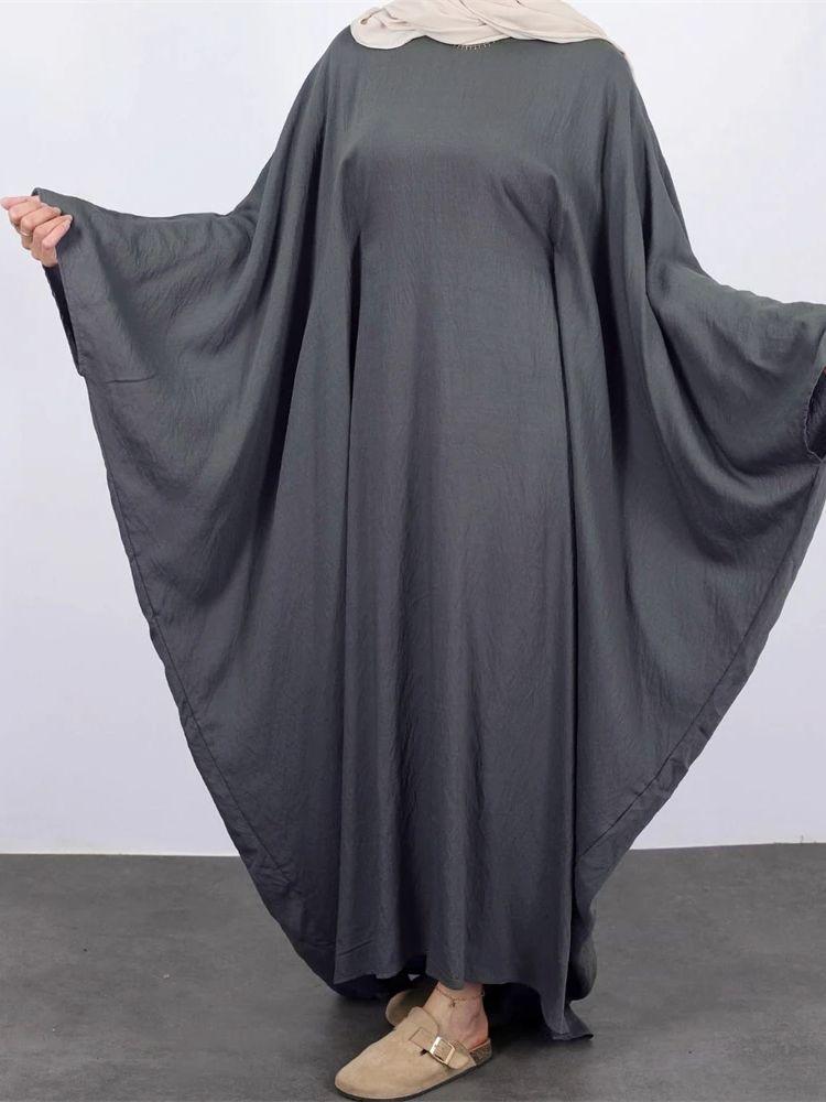 Ramadan Eid Soft Crepe Khimar Batwing Abaya Dubai Islam Muslim Modest African Dresses for Women Kaftan Kebaya Robe Femme Musulma
