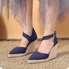 2026 Весенне-летняя обувь Женская Модная Обувь на Высоком Каблуке Брендовая Вечерняя Обувь Элегантные Женские Туфли-клинья Черные Синие Фиолетовые Большие Размеры 42