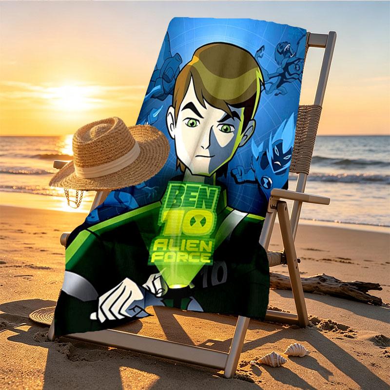 Ben 10 Cartoon Print Beach Towel Design, Soft, Lightweight. for Home Bathroom, Spa, Pool, Yoga, Surfing, Camping, Gift for Family, Friend