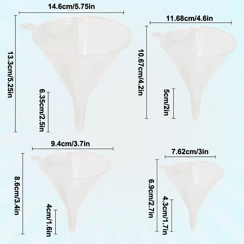 Набор из 4 многоразовых прозрачных пластиковых воронок Лабораторные полипропиленовые воронки Кухонная воронка Лабораторные бутыли Эфирные масла