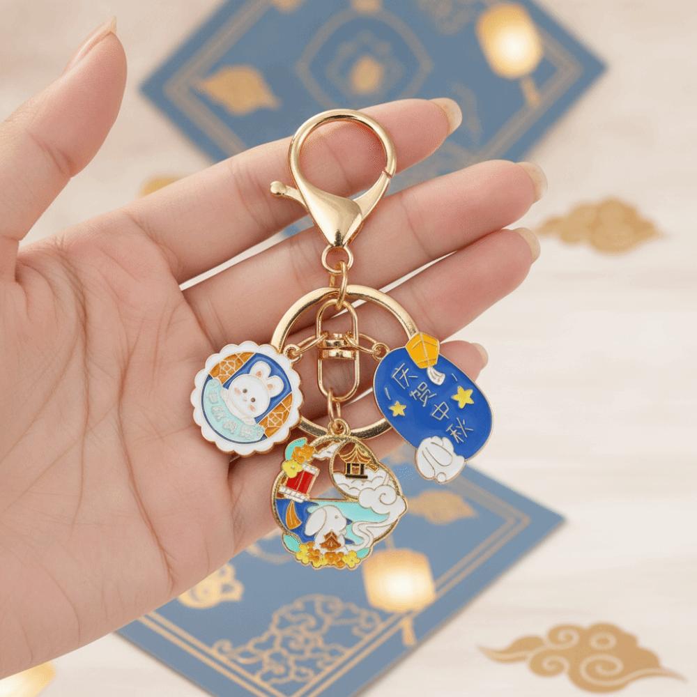 Enamel Metal Metal Key Ring Cartoon Design Enamel Pendant Rabbit Key Chain Backpack Decor