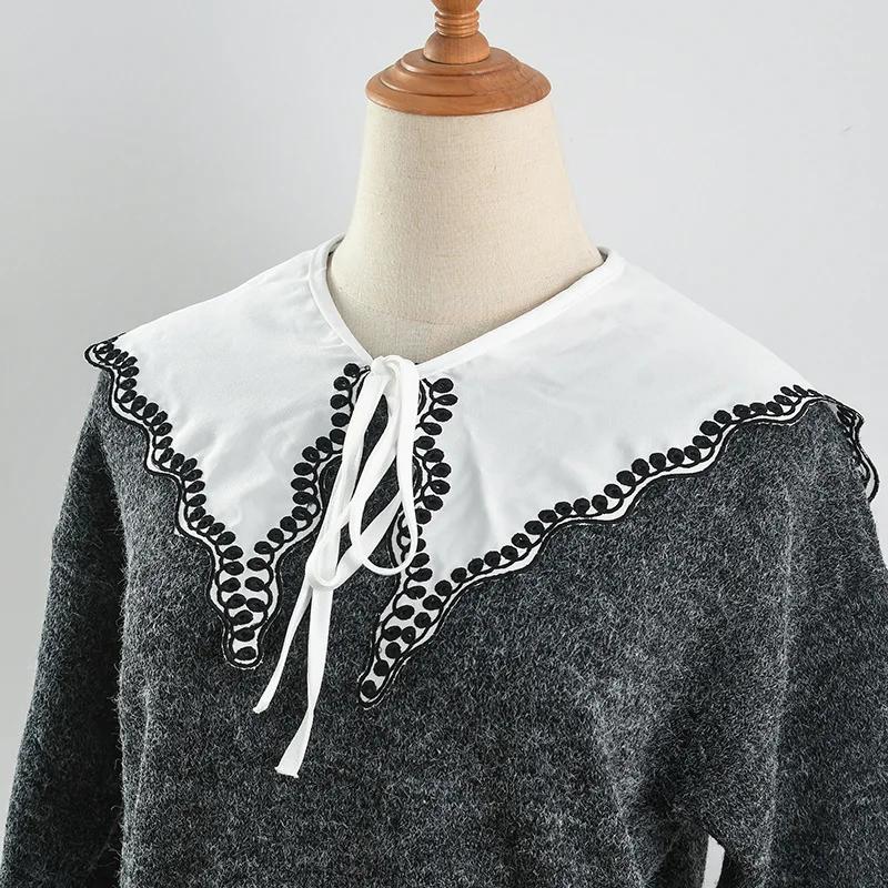 Women White Chiffon Fake Collar Scarf Shawl for Female Shoulders Wraps Cape Removable Bowknots False Collar