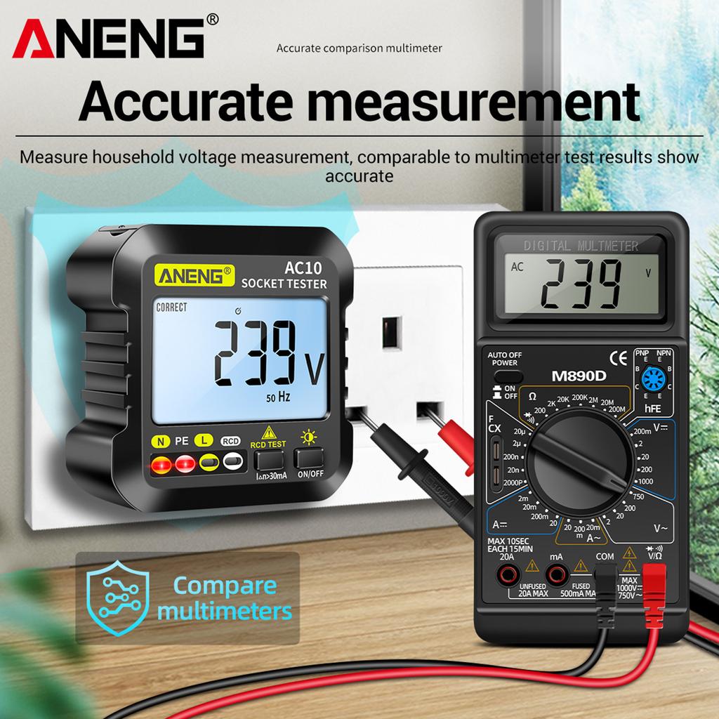 Aneng AC10 Digital Socket Tester Household Plug Detector Polarity Phase Check Voltmeter