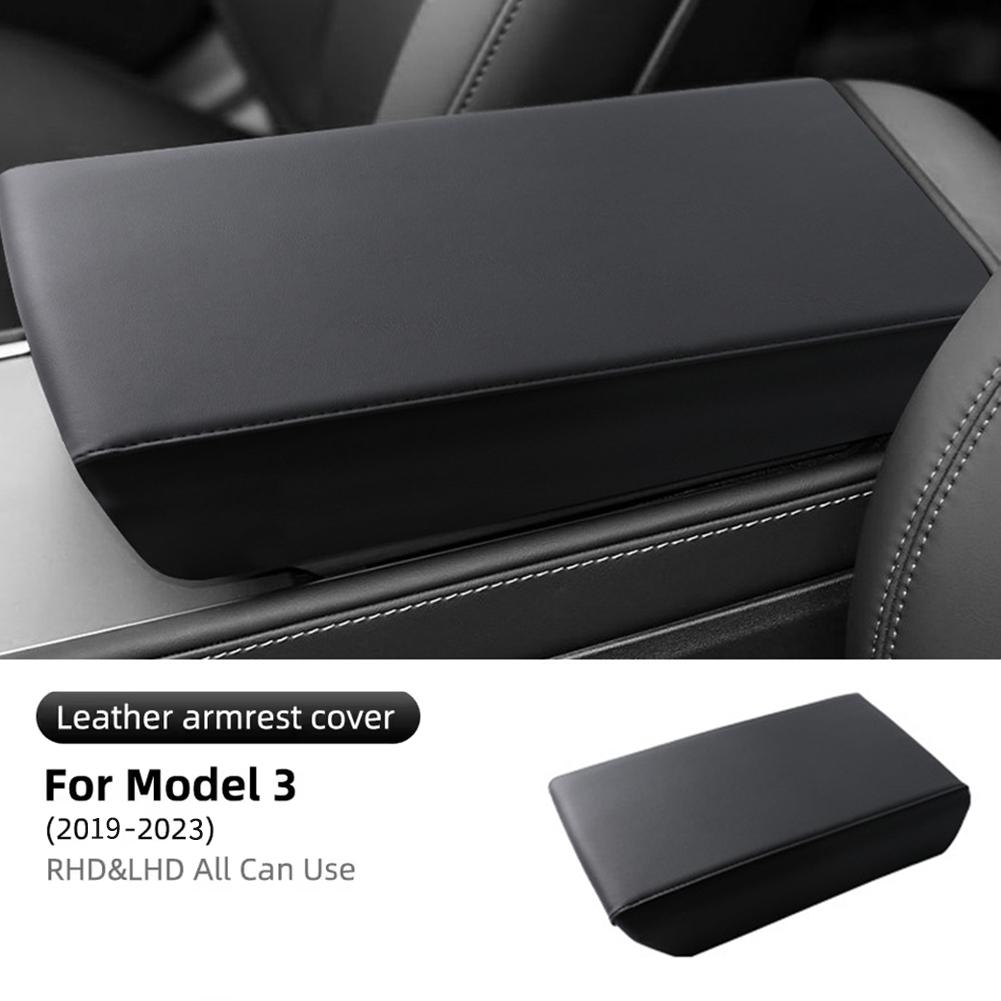 Для Tesla Model 3 19-23 Центральная консоль Подлокотник ABS+Кожа Защитная накладка Для Model Y 19-24 Автомобильное кресло Подушка-чехол на подлокотник