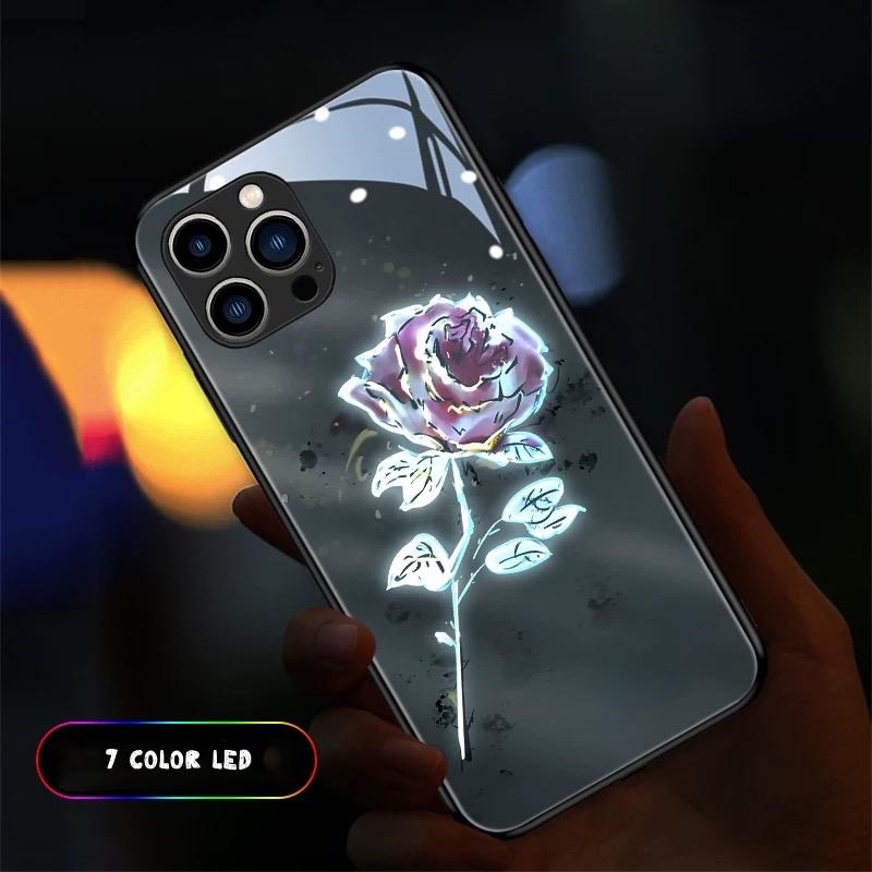 Красочный Светящийся Чехол для Телефона с Цветами Для iPhone 15 14 13 12 11 Pro Max XR XS 7 8 16 Plus Управление Голосом Флэш-чехол для Телефона