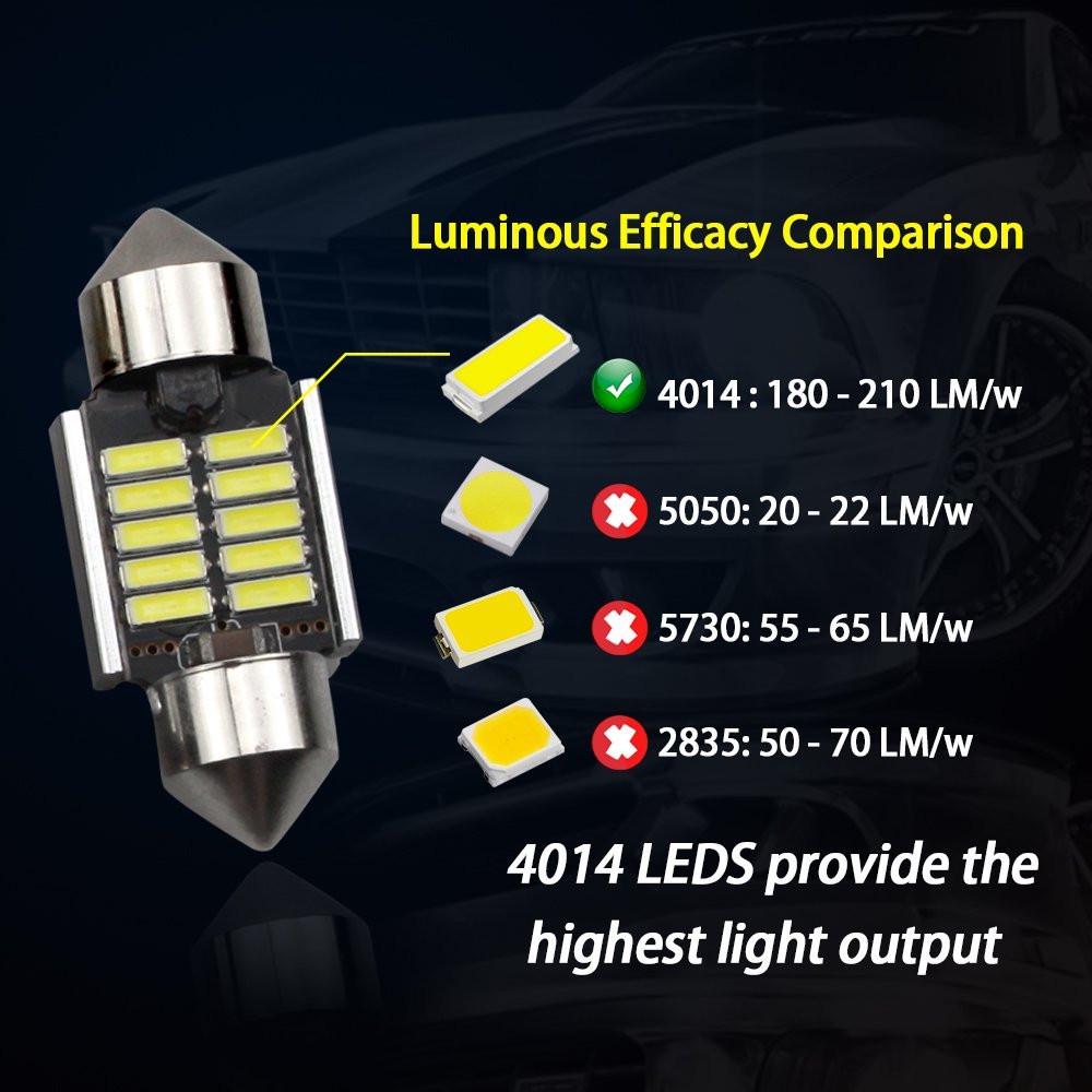 2шт 39мм светодиодный светильник 6500K белый SMD автомобильный купольный двойной наконечник лампы для чтения на крыше