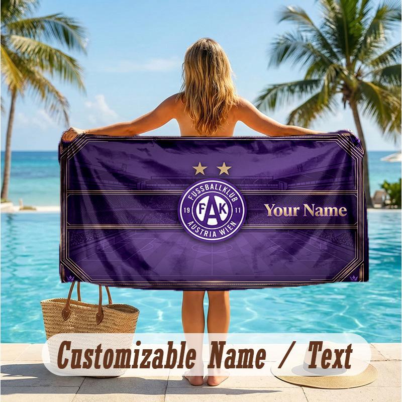 Custom Text Beach Towel, Soft Absorbent Swimming Multi-use TowelAustria Wien FC