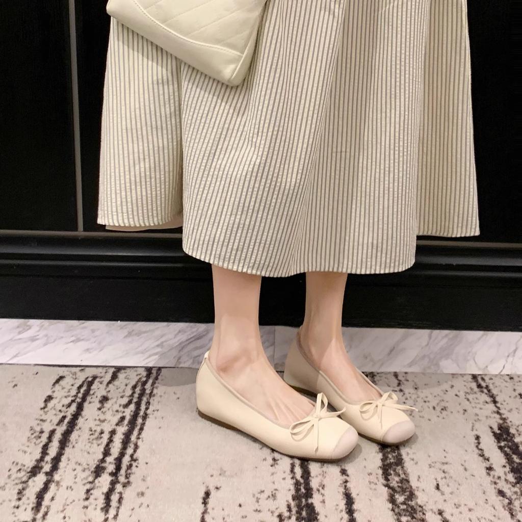 Виноградная мать Хуэйчжоу женская обувь серебристые туфли-лодочки женские летние Сяосянфэн полуподнос балетки бант французская повседневная обувь