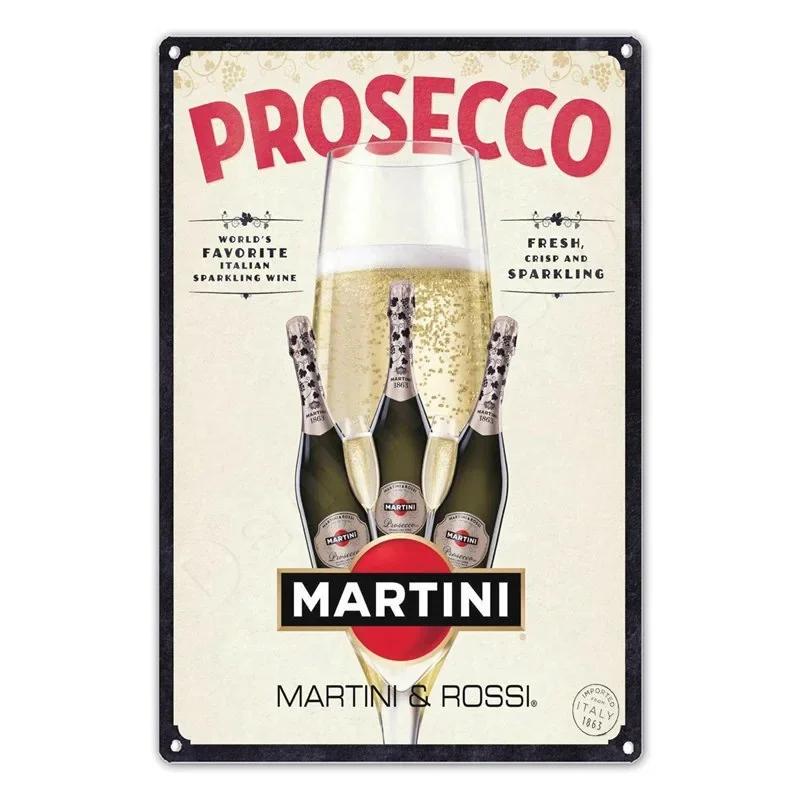 Prosecco Vintage Poster Cocktails Metal Tin Signs Pub Bar Decoration Prosecco Princess Wall Art Decor