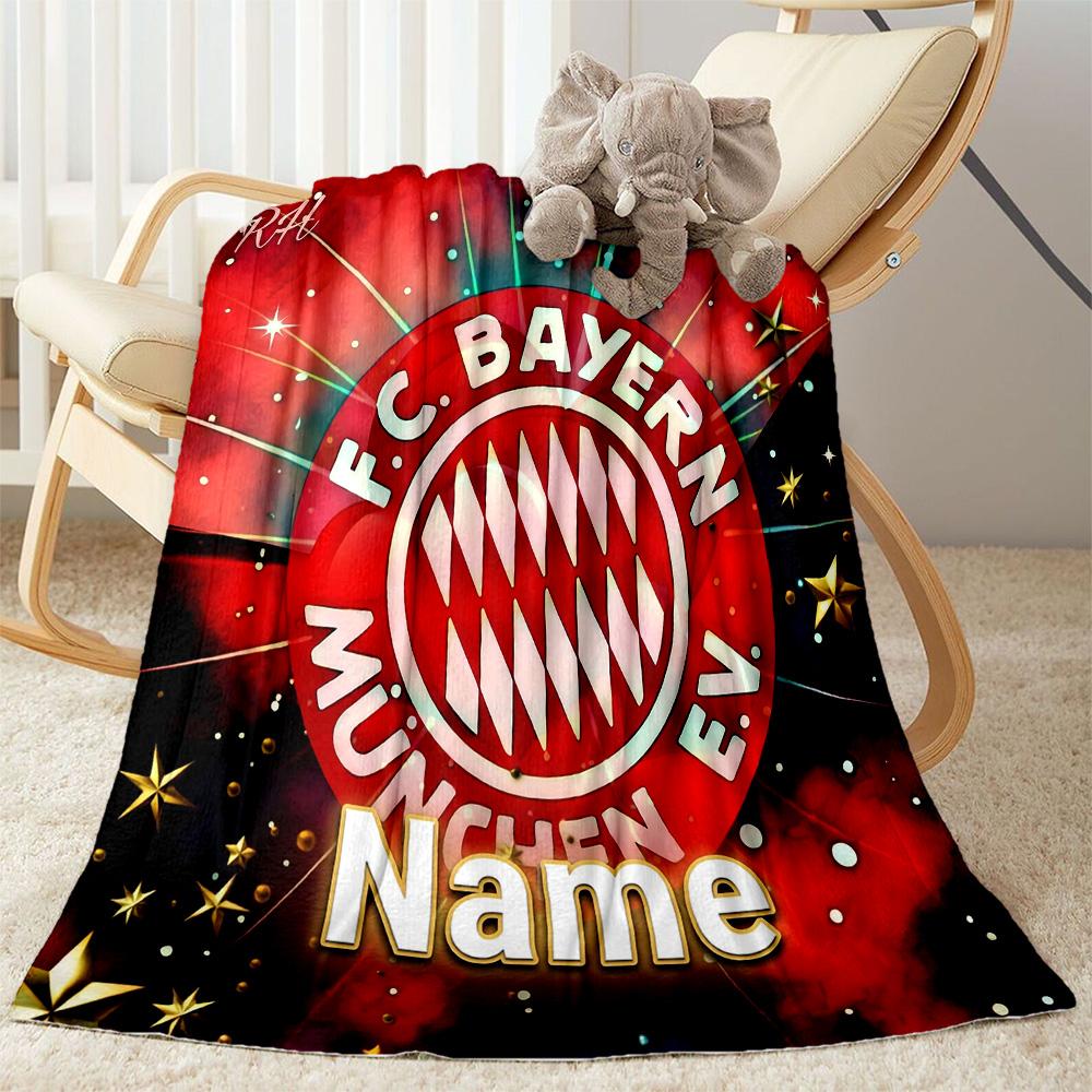 Bayern Munich Crest Customize Your Name Blanket Cozy Customizable Blanket Durable Comfort Perfect for Office Bedding Seaside Couch
