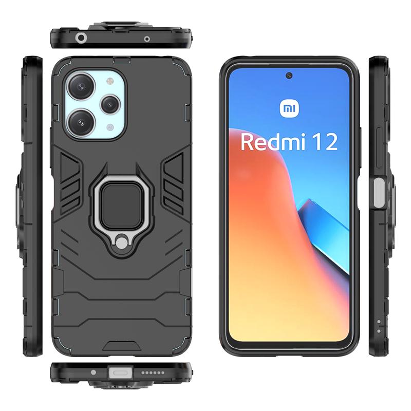 Для Xiaomi Redmi 12 Чехол Бампер Противоударный Броня Магнитная Присоска Подставка Полная Задняя Крышка Для Чехла Redmi 12 Для Redmi 12 6,79 дюйма