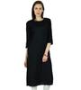 Women Black Rayon Kurta Kurti 3 4 Sleeve Formal Casual Tunic Blouse