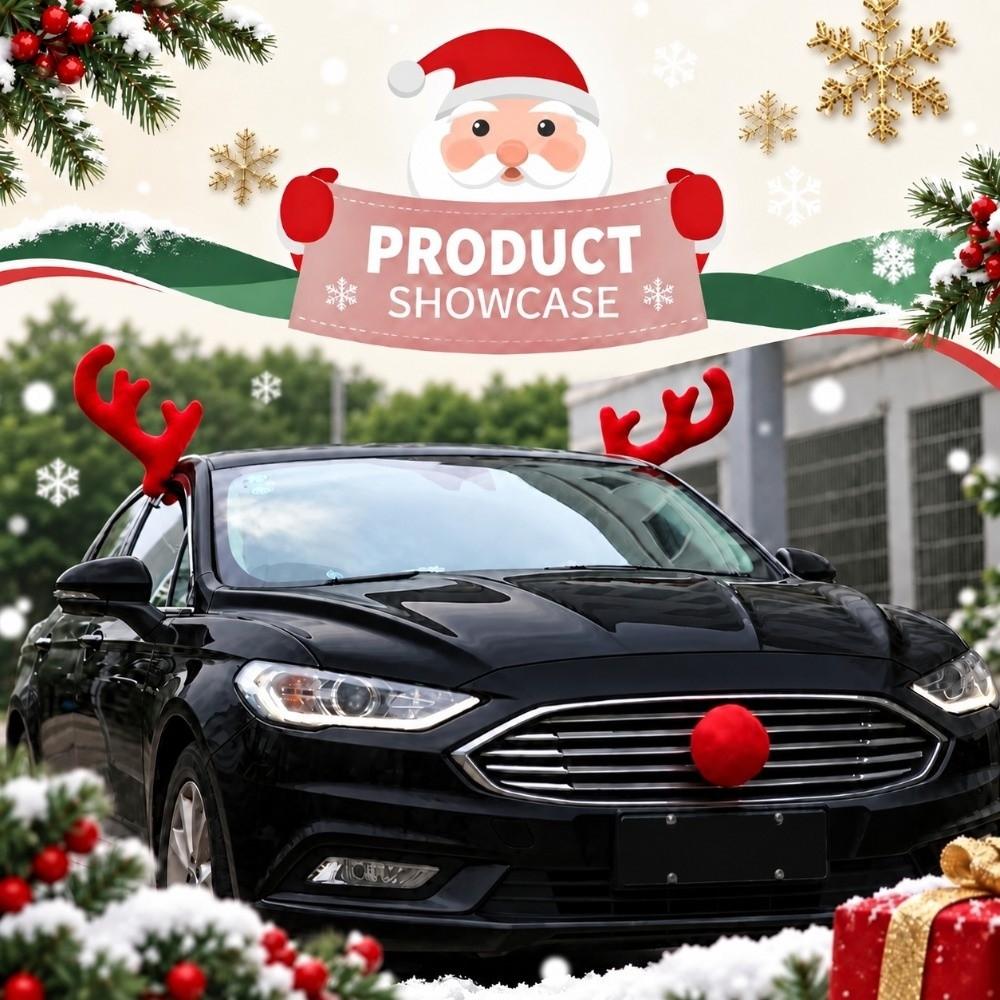 Universal Car Lighted Reindeer Antlers Warm Light Strip Car Reindeer Kit Festive Atmosphere