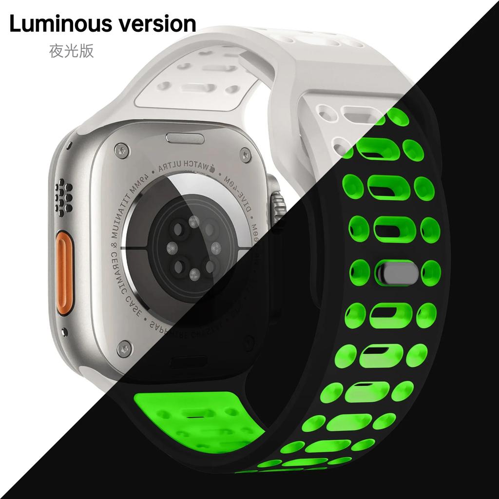 Silicone Band for Apple Watch Ultra 2 49mm 46mm 45mm 44mm 42mm Two-Color Bracelet Correa Iwatch Series 10 9 8 7 6 5 3 SE Strap