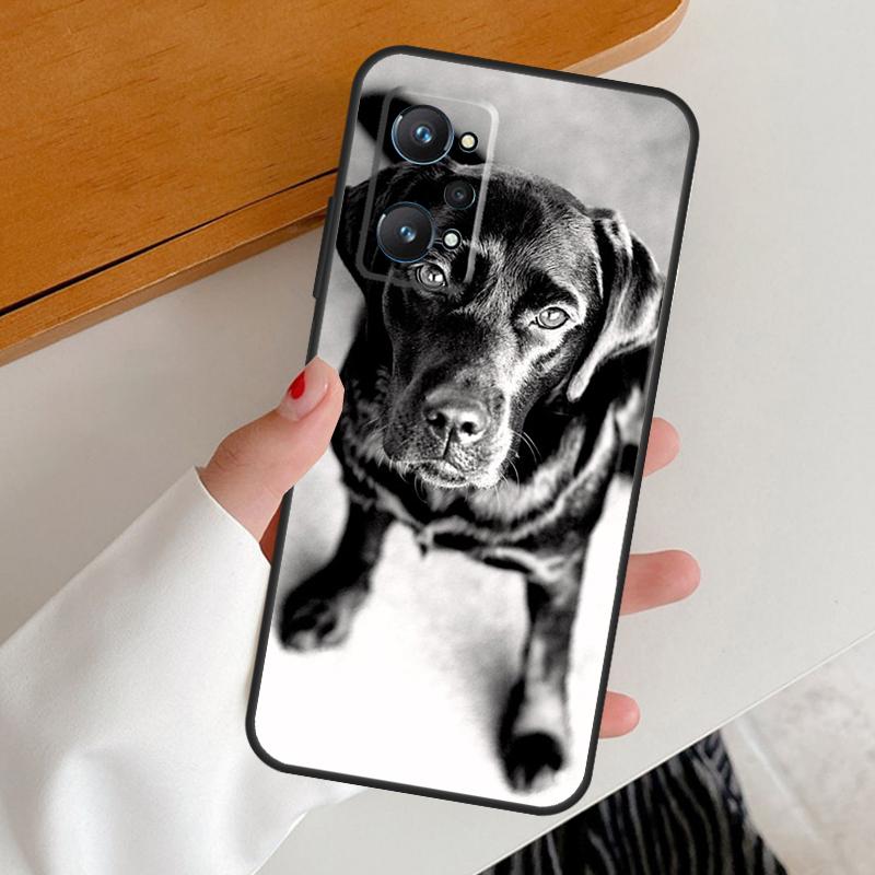 Черный лабрадор Собака Для Realme 11 12 Pro Plus 10 9 GT5 GT Neo 6 C25s C21Y C30 C31 C33 C35 C51 C53 C55 C67 Чехол