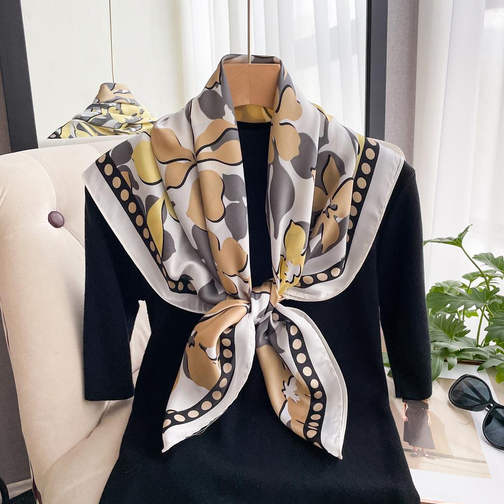 New Spring and Summer Design Luxury 90cm Women Scarf Sunscreen Foulard Shawl Hijab Female Hair Hijab Wraps Neckerchief Bandanda