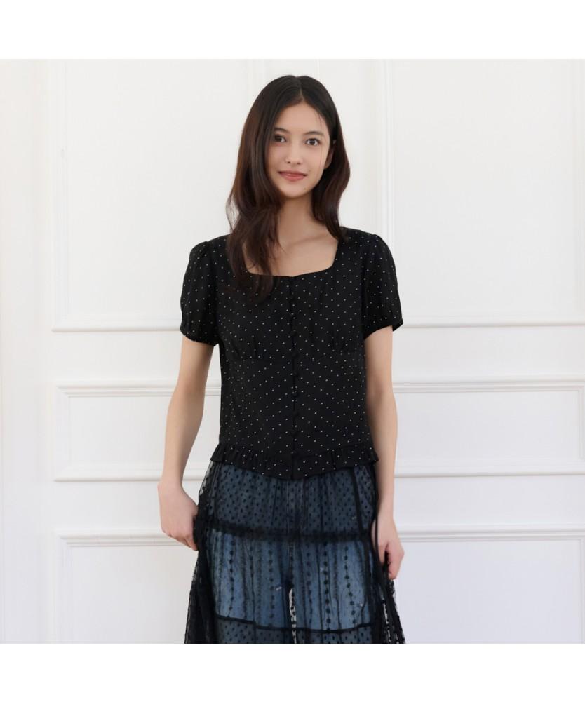 THURSDAY ISLAND Puff Sleeve Dot Blouse_T264Mbl936W