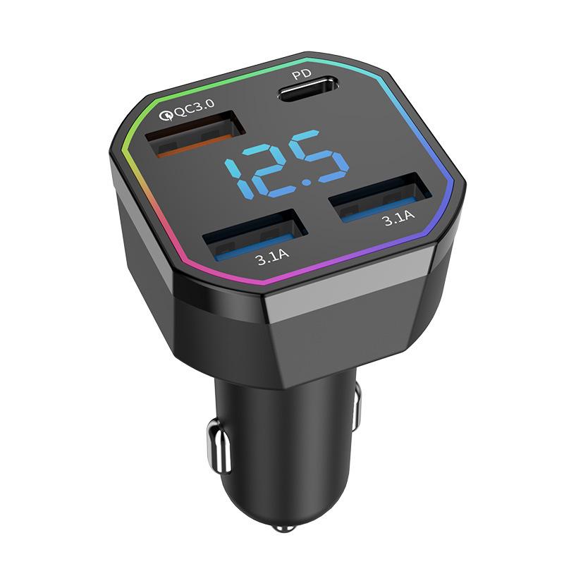 Автомобильное зарядное устройство с четырьмя портами USB и поддержкой PD, QC3.0 и 2,4 А