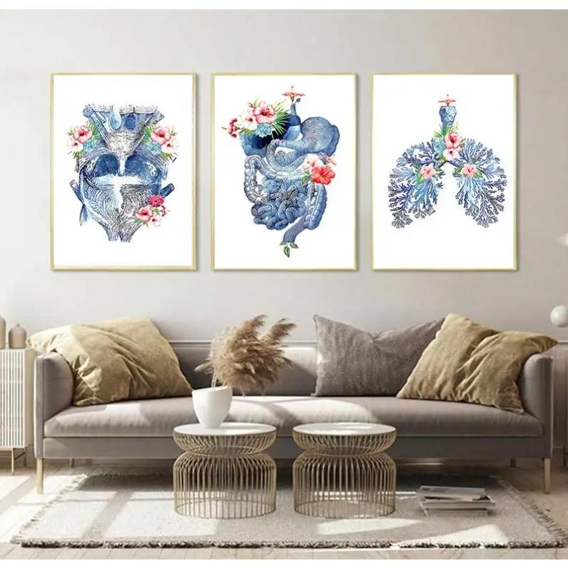 Flower Breast Uterus Kidney Liver Anatomy Wall Art Canvas Painting Nordic Posters And Prints Wall Pictures For Doctors Office