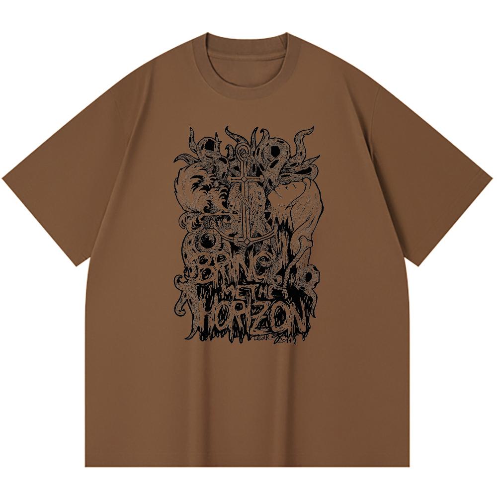 Хлопковая футболка плотностью 230 г/м² 100% Хлопок Heavy Metal Футболка с принтом рок-группы Популярная музыка Унисекс Тяжелая хлопковая футболка