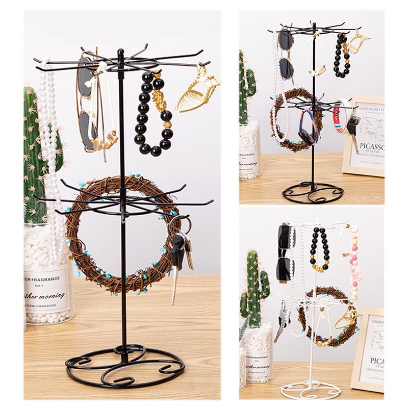 3-уровневая витрина для ювелирных изделий, брелок для ключей, вращающаяся железная вращающаяся металлическая подставка