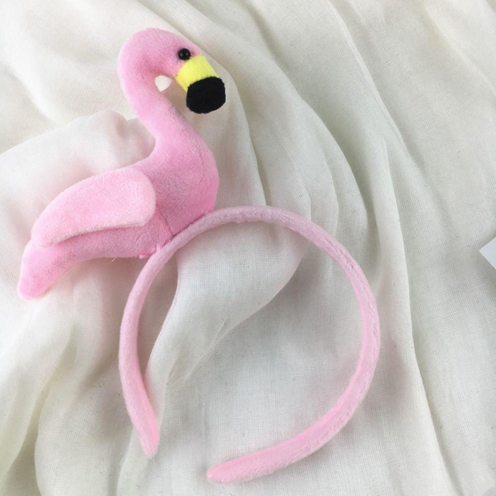 Korean Style Animal Hair Hoop Wash Face Plush Hair Hoop Cute Flamingo Headband Daily