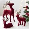 Flocking Christmas Reindeer Ornaments Wine Red Elk Ornament Deer Ornaments Tabletop Decor