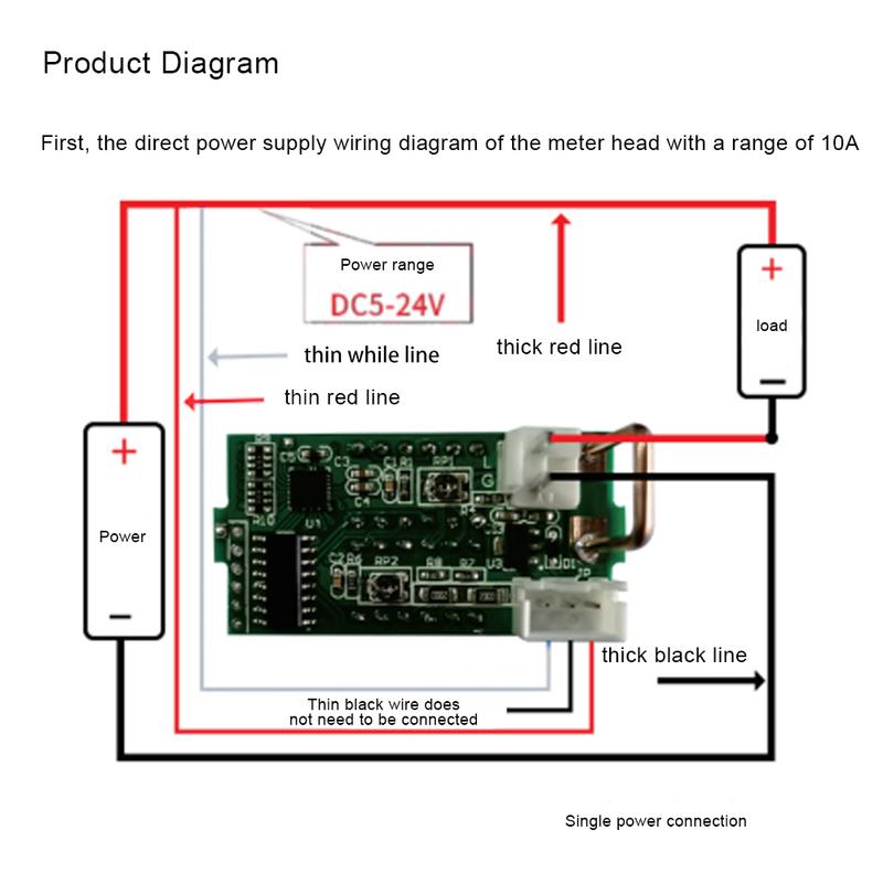 DC 100V 200V 500V 10A Digital Voltmeter Ammeter Blue Red 0-500V Voltage Meter Auto Car Mobile Power Voltage Tester Detector