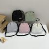 Lightweight Sports Shoulder Messenger Bag Women's Casual Versatile Drawstring Nylon Bag College Student Fashion Bucket Bag