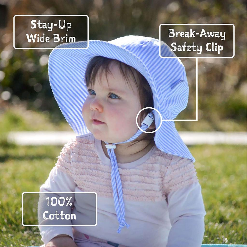 JAN JUL Cotton Sun Adjustable Cute Summer Floppy Hat for Babies Pink & Girls' Hat, Size, (Small 0-6 Months, Stripe)