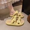 Thick-soled Pearl Slippers for Women In Summer 2025, New Fashion Bow Muffin Open-toed Cool Slippers for Women