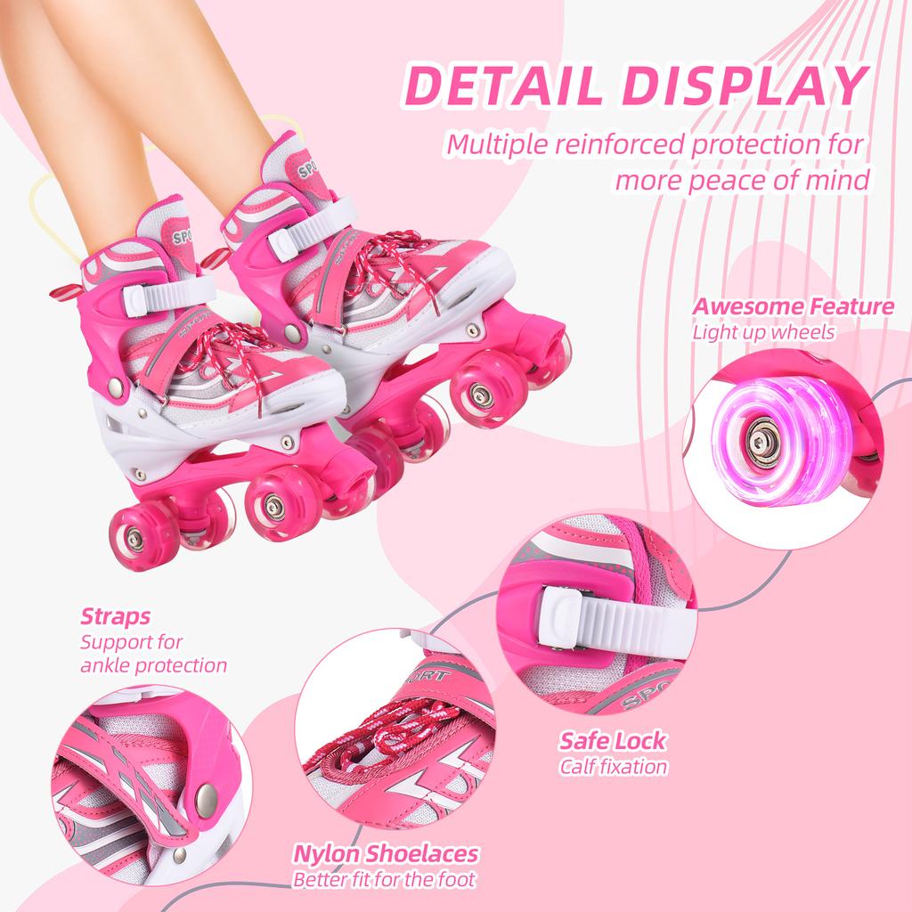 Light Up Roller Skates for Kids Perfect for Girls Ages 5 8 Ideal Rollerblades for Kids Ages 6 12 Adjustable Size