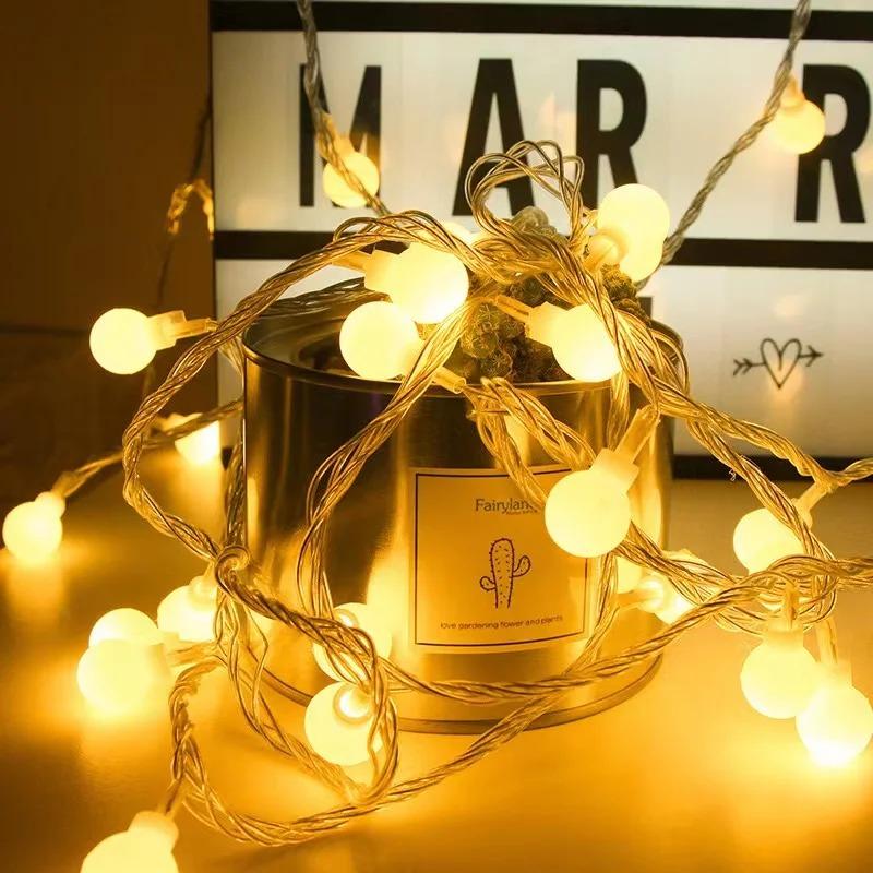 Светодиодная гирлянда из шариков-пузырей, гирлянда из хрустальных шаров и маленьких круглых шариков, уличная лампа, свадебные гирлянды, рождественское украшение, Рамадан 2026