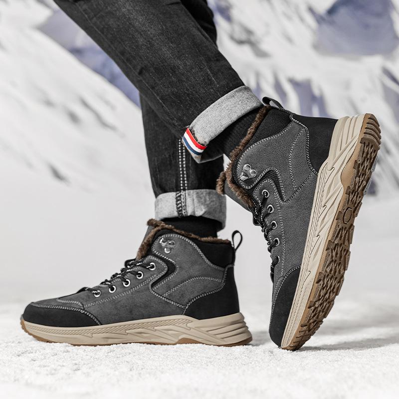 Осенне-зимняя мужская обувь новые бархатные термоботинки Северо-восточные утолщенные большие хлопковые туфли для активного отдыха, альпинизма, сноуборда