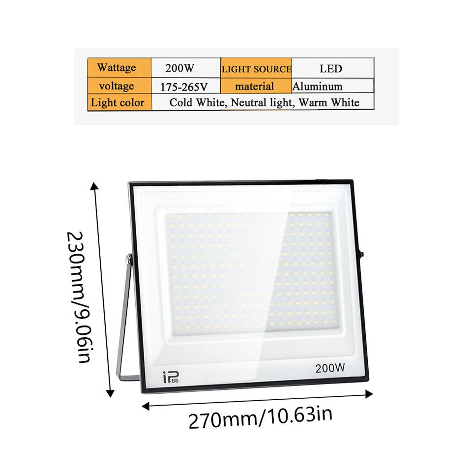 LED Floodlight AC220V 20-300W Outdoor Waterproof IP66 Aluminum Material Suitable For Driveway Corridors Construction Sites Light