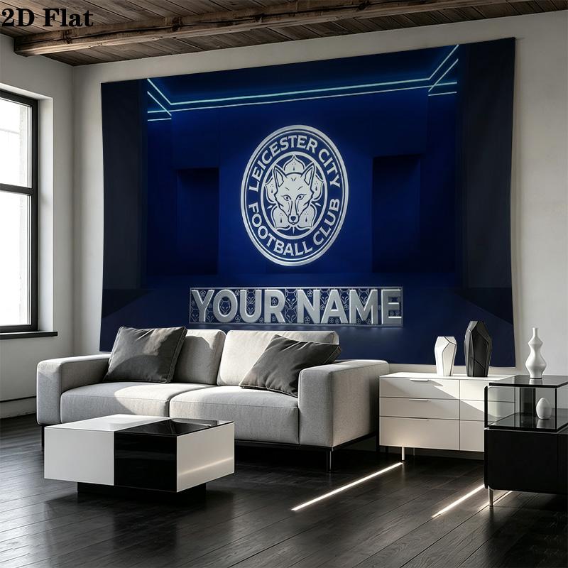 Custom Name Leicester City Football Club Printed Tapestry – Wall Hanging for Bedrooms, Dorms, and Home Decor