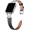 Ремешок из натуральной коровьей кожи для Apple Watch Series 10 42мм/9 8 7 41мм/6 5 4 SE (2022) SE (2023) SE 40мм/3 2 1 38мм Ремешок с серебристой застежкой
