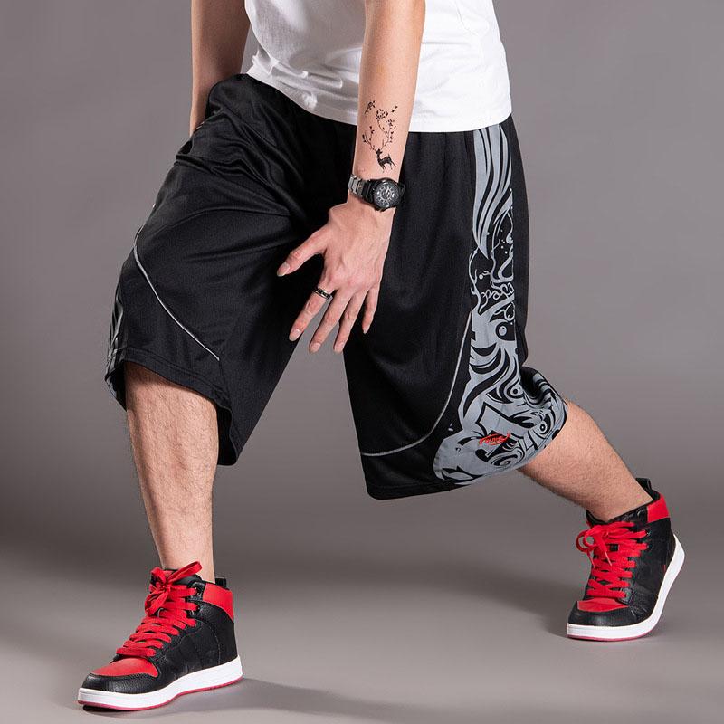 Male Short Pants Quick Dry Graphic Men's Shorts Long Oversize Training Basketball Bermuda 3 Quarter Elastic