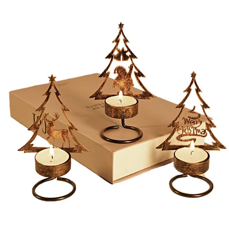 1Pcs Candle Holder Christmas Candlestick Merry Christmas Decor Happy New Year