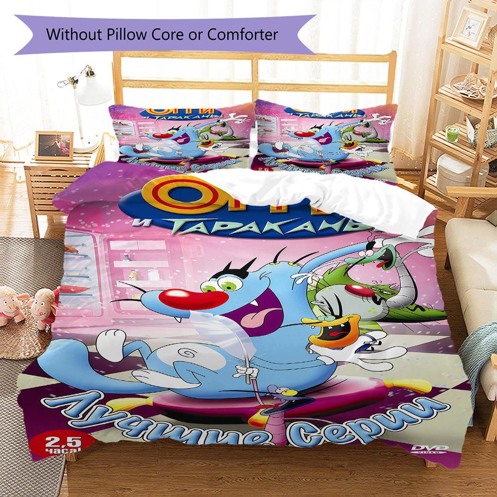 Oggy Glory Bedding Quilt Set Quilt Cover Pillowcase Home Decoration Birthday Gift (1 * duvet cover + 2 * pillowcase, without core)