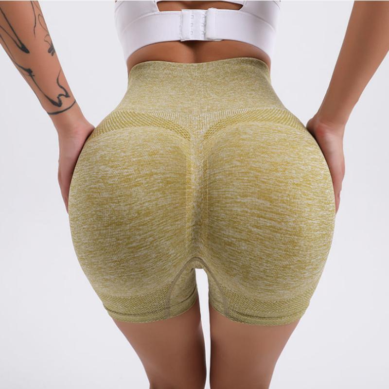 Бесшовные женские шорты с высокой талией и карманами для йоги, короткие спортивные шорты для йоги для бега, спортивные брюки с подъемом бедер, спортивные быстросохнущие брюки для йоги