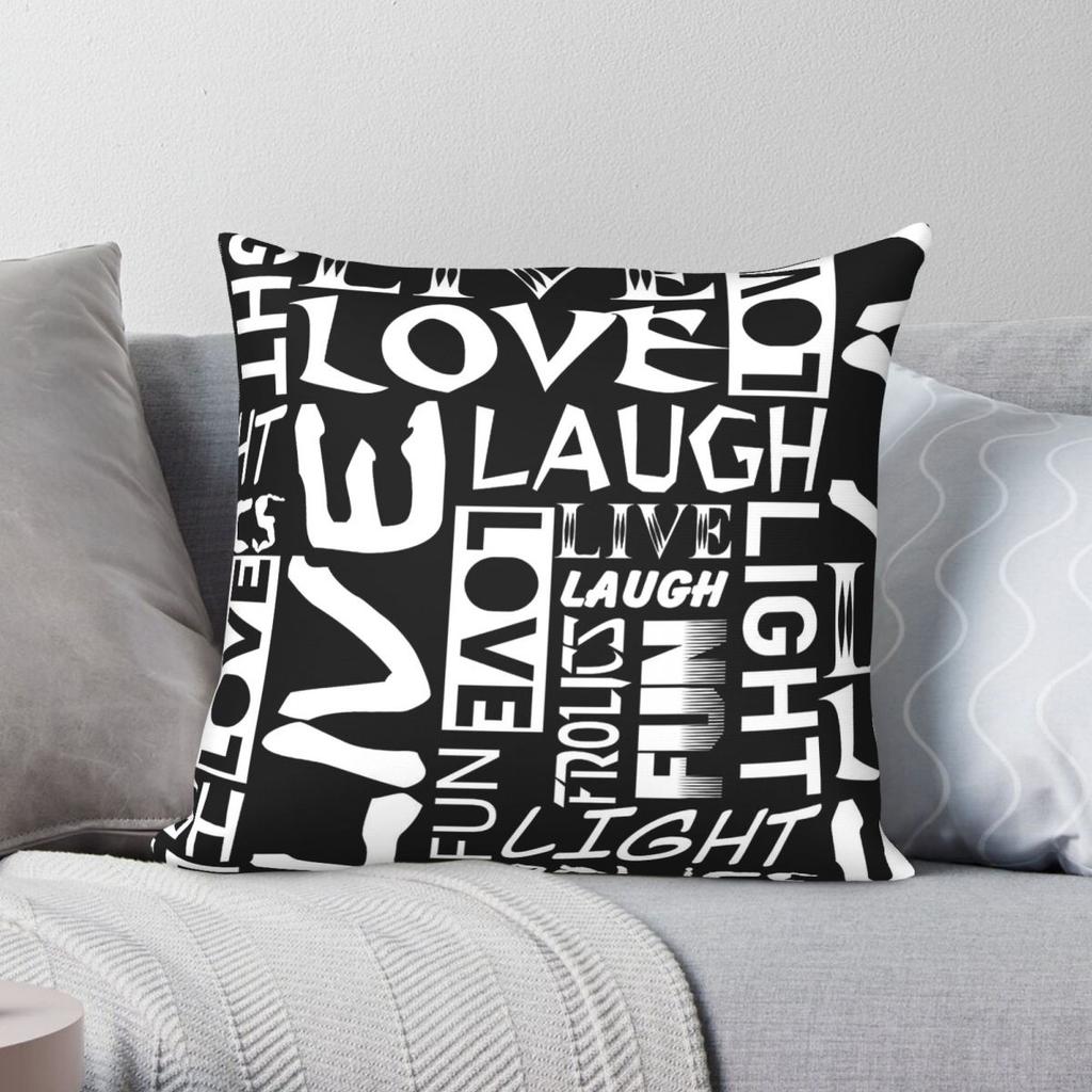 Live Love Laugh Casual Pillowcase Polyester Linen Velvet Printed Zip Decorative Pillow Case Sofa Seater Cushion Cover