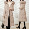 Womens Long Cotton Puffer Coat Thick Detachable Hooded Winter Jacket Solid Color Casual Outerwear