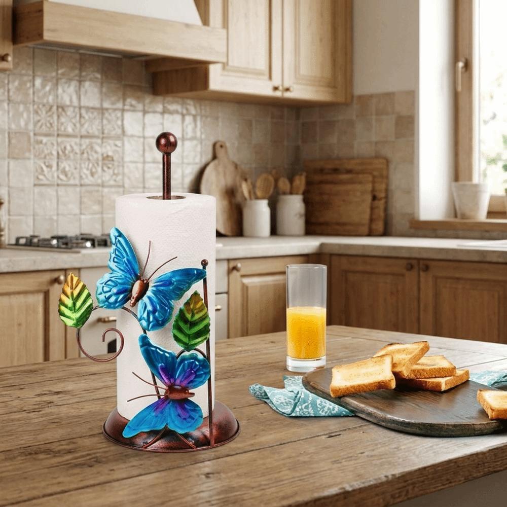 Iron Butterfly Paper Towel Holder One-handed Tear Standing Toilet Paper Holder Bathroom