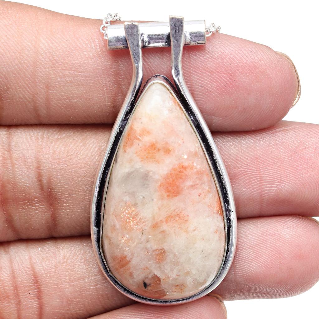 Sunstone Gemstone Mother's Day Ethnic Handmade Jewelry Necklace 20 In