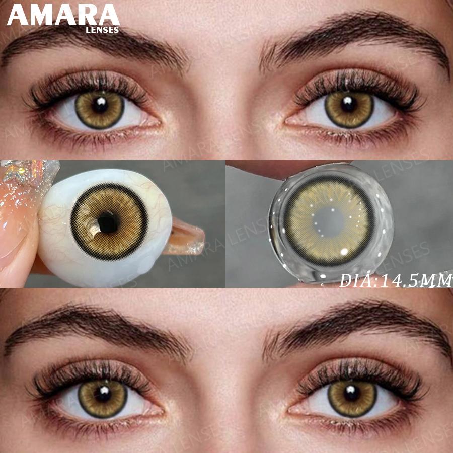 Контактные линзы AMARA Серого цвета 1 пара Ежегодные цветные контактные линзы Коричневые линзы для вечеринки Милые глаза Контакты Ежедневный макияж глаз