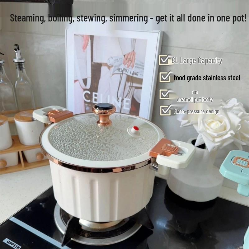 Large Capacity Non-Stick Micro-Pressure Roman Soup Pot, Induction-Compatible, Multi-Functional with Double Ears