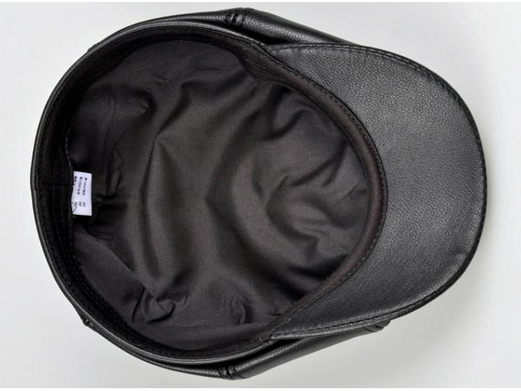 Мужской осенне-зимний берет-восьмиуголка из натуральной кожи - Повседневная восьмиугольная шляпа для мужчин среднего и пожилого возраста