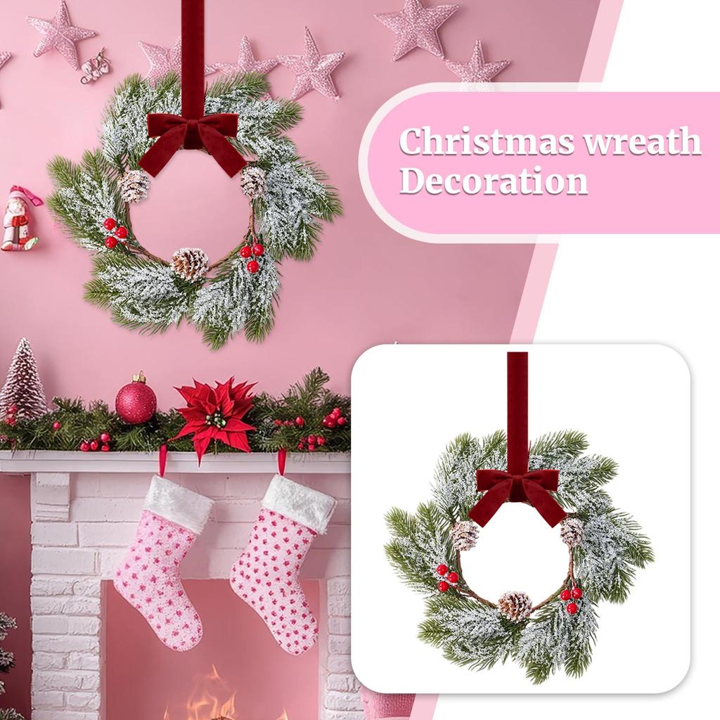 Рождественский венок для шкафов, кухни, 11 дюймов, подвесной маленький рождественский венок с красными бантами, кедровый бра