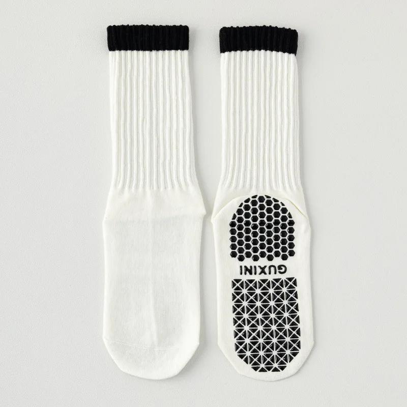 Носки для йоги женские силиконовые нескользящие носки для пилатеса в помещении, подходящие по цвету хлопковые профессиональные носки для спортзала, фитнеса, танцев, спорта